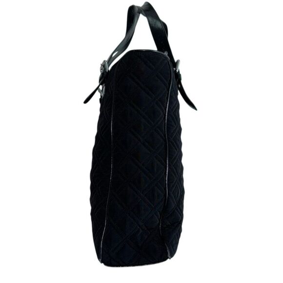 Vera Bradley Black Quilted Zippered Rectangular Bag / Commuter Tote /  Purse - Picture 5 of 16